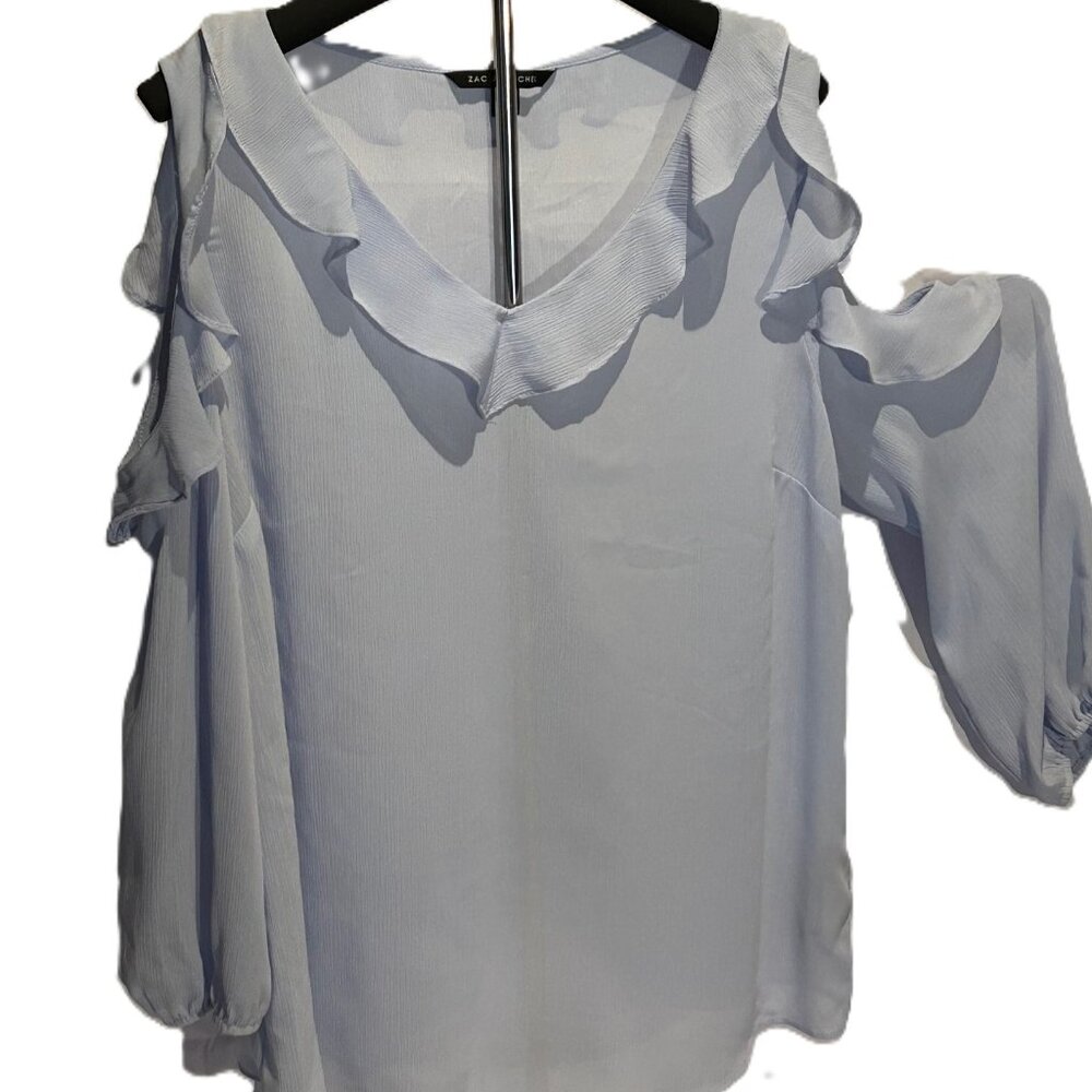 Zac and Rachel Light Blue Cold-Shoulder Blouse Size Large